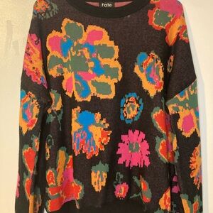 Fate Multicolor Floral Knit Sweater